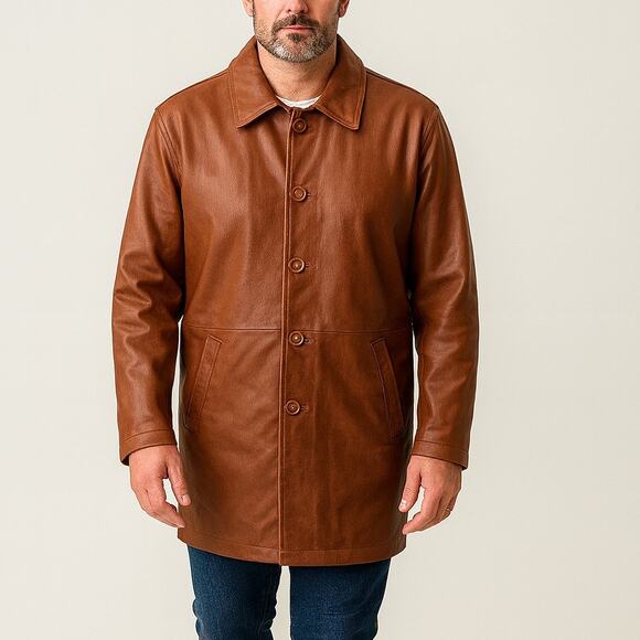 Decrum Santiago Tall 3/4 Length Leather Coat XXL NWT - Picture 1 of 8